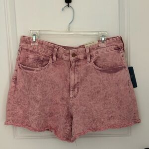 NEW Universal Thread Women’s High Rise MIDI Pink Denim Shorts Size 14 4” Inseam